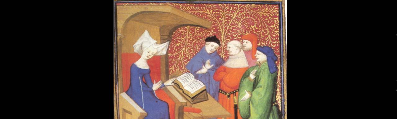 Painting of Christine de Pizan teaching